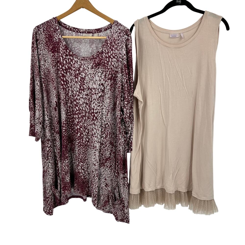 LOGO Lori Goldstein Layers Lagen Look 3/4 Sleeve & Tank Tunic Blouse Women's 3XL